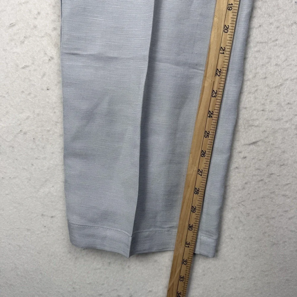Cubavera Pants Mens L (35x31) Gray Linen Pleated Relaxed Chino Elastic Waist